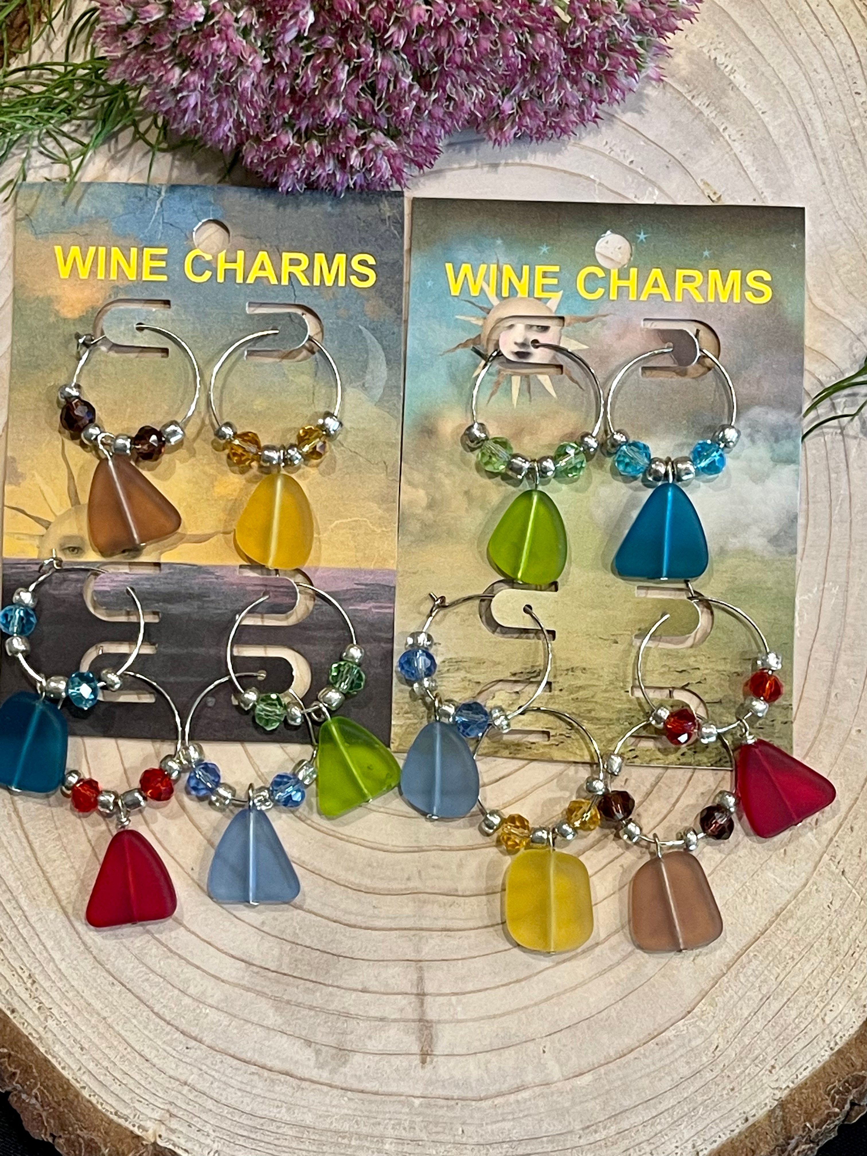 Multi Color Cultured Sea Glass Wine Charms – Smiling Sun Designs