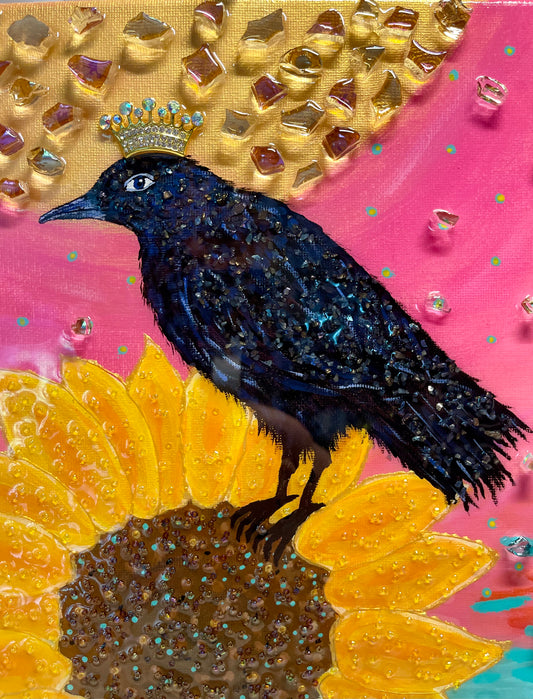 Desert King Crow Glass and Resin Art