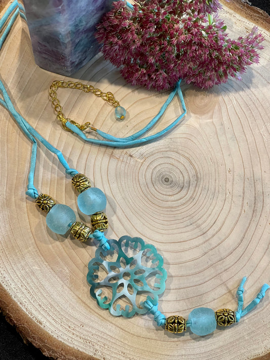 Green Flower Focal Necklace