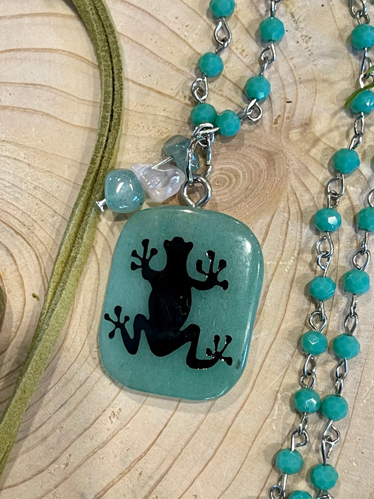 Semi-Precious Stone Cave Painting Pendant